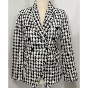 NEW White House Black Market Studio Blazer Size 00 Houndstooth Tweed NWT $225